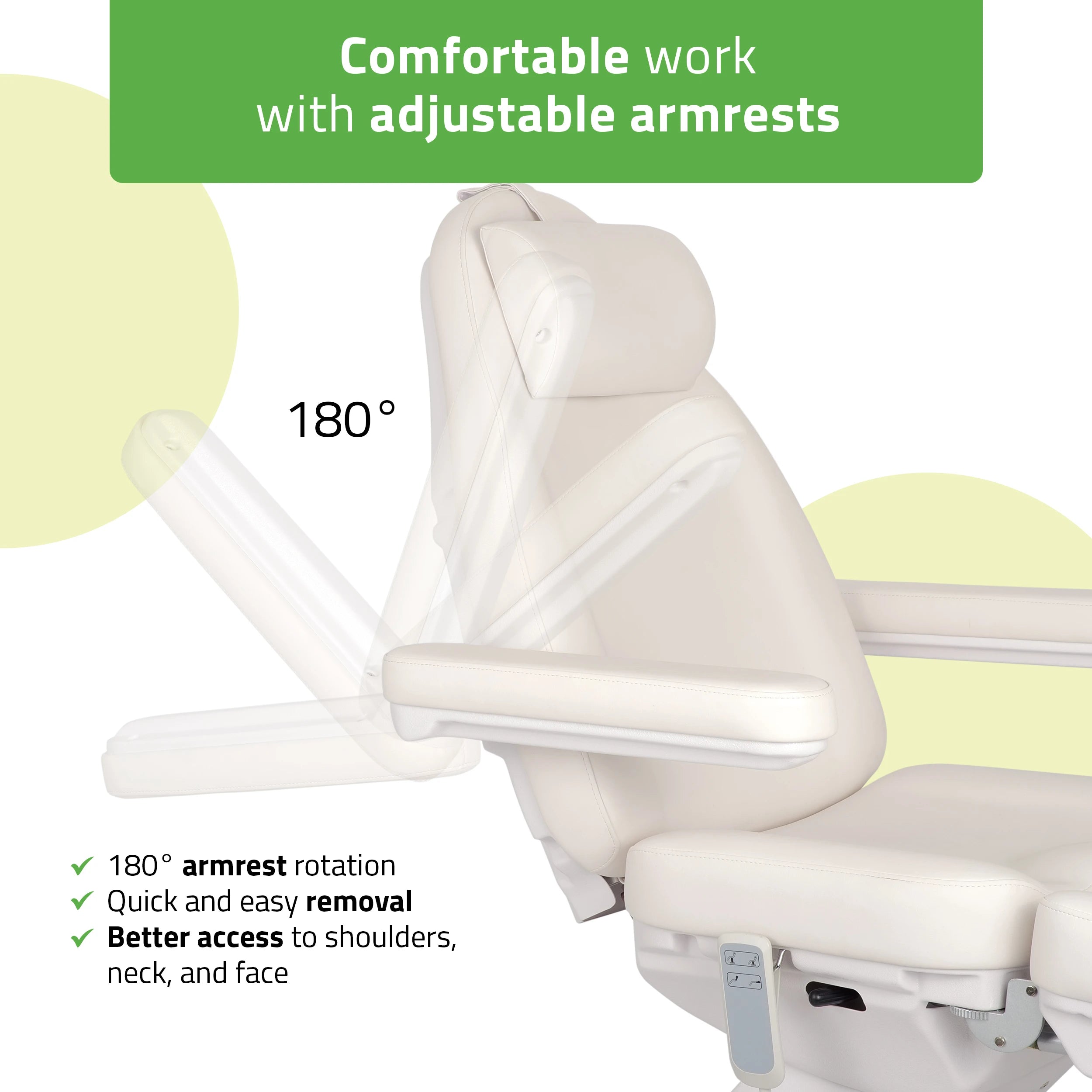 Cosmetic treatment chair, electric Elara PRO 6P, white